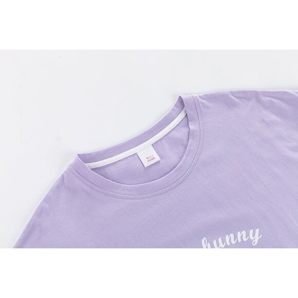 100% Cotton Women Pajama Set Short Sleeve Pullover Top Soft Purple S M L - Picture 2 of 10